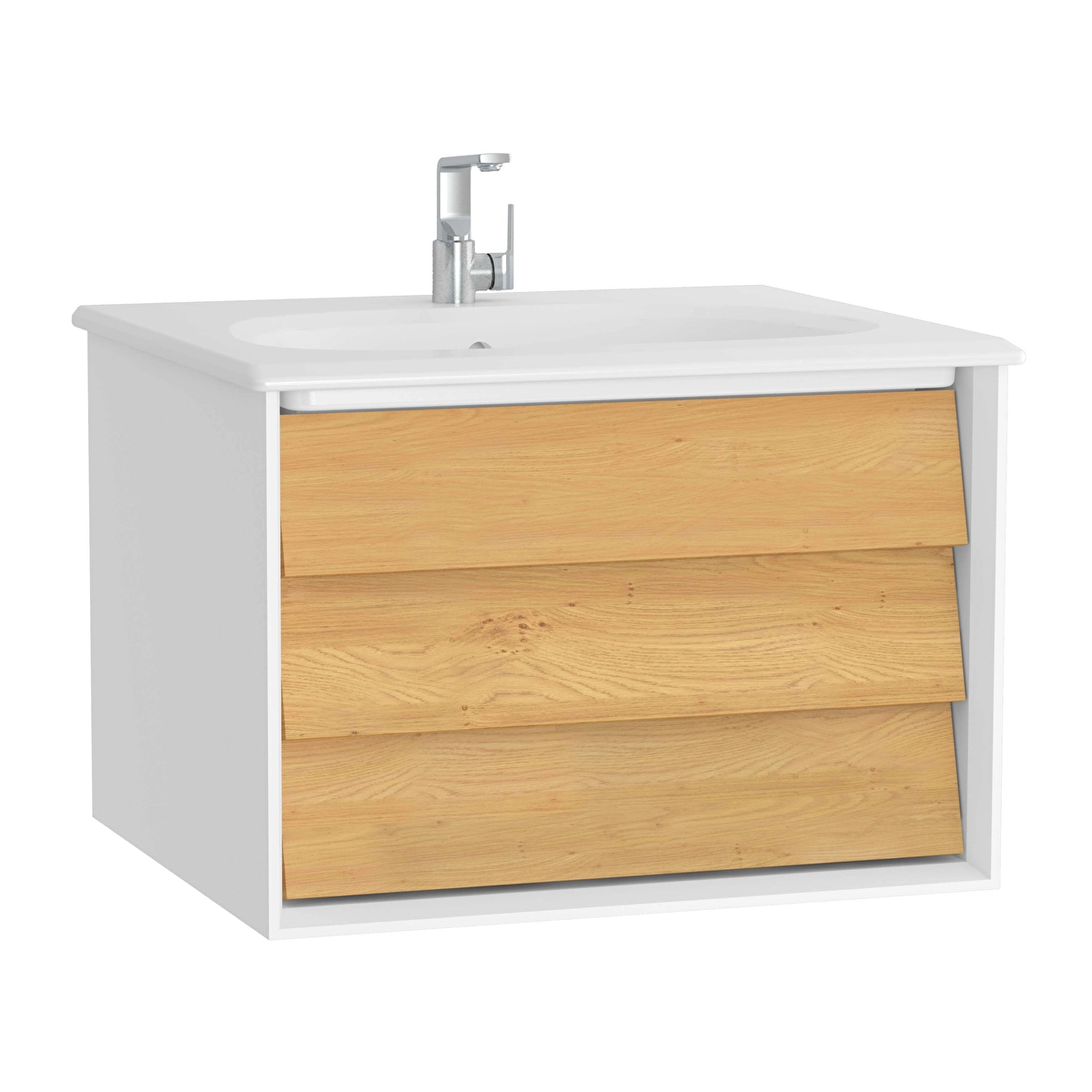 Frame Lavabo Dolabı, Mat Soft Beyaz - Dore Meşe