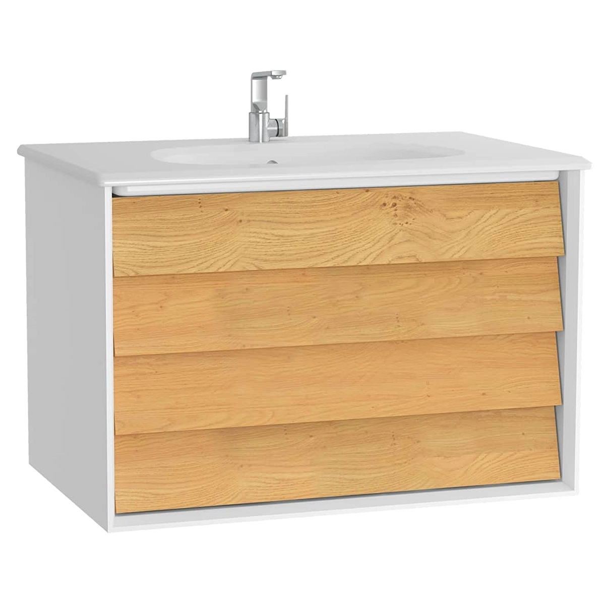 Frame Lavabo Dolabı, Mat Soft Beyaz - Dore Meşe