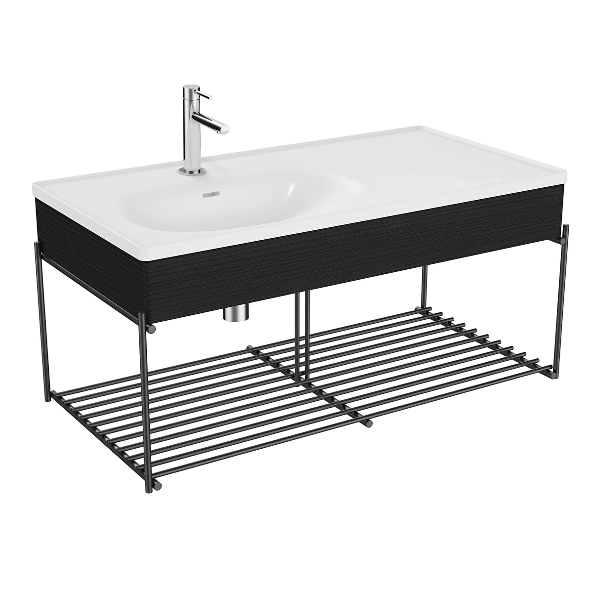 Equal Lavabo Dolabı, Hareli Siyah Meşe