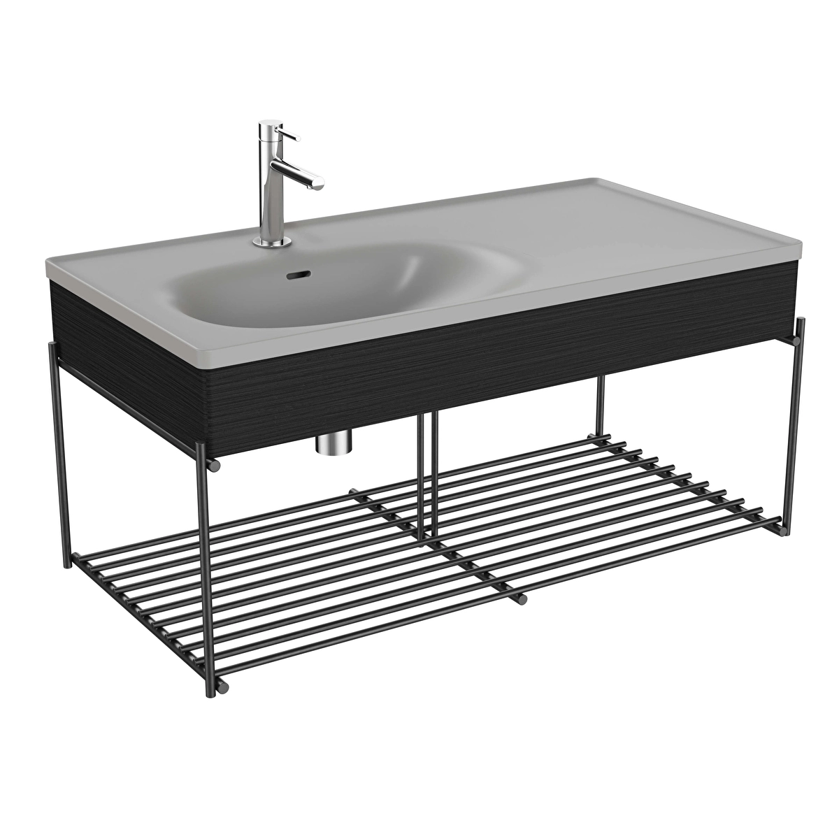 Equal Lavabo Dolabı, Hareli Siyah Meşe