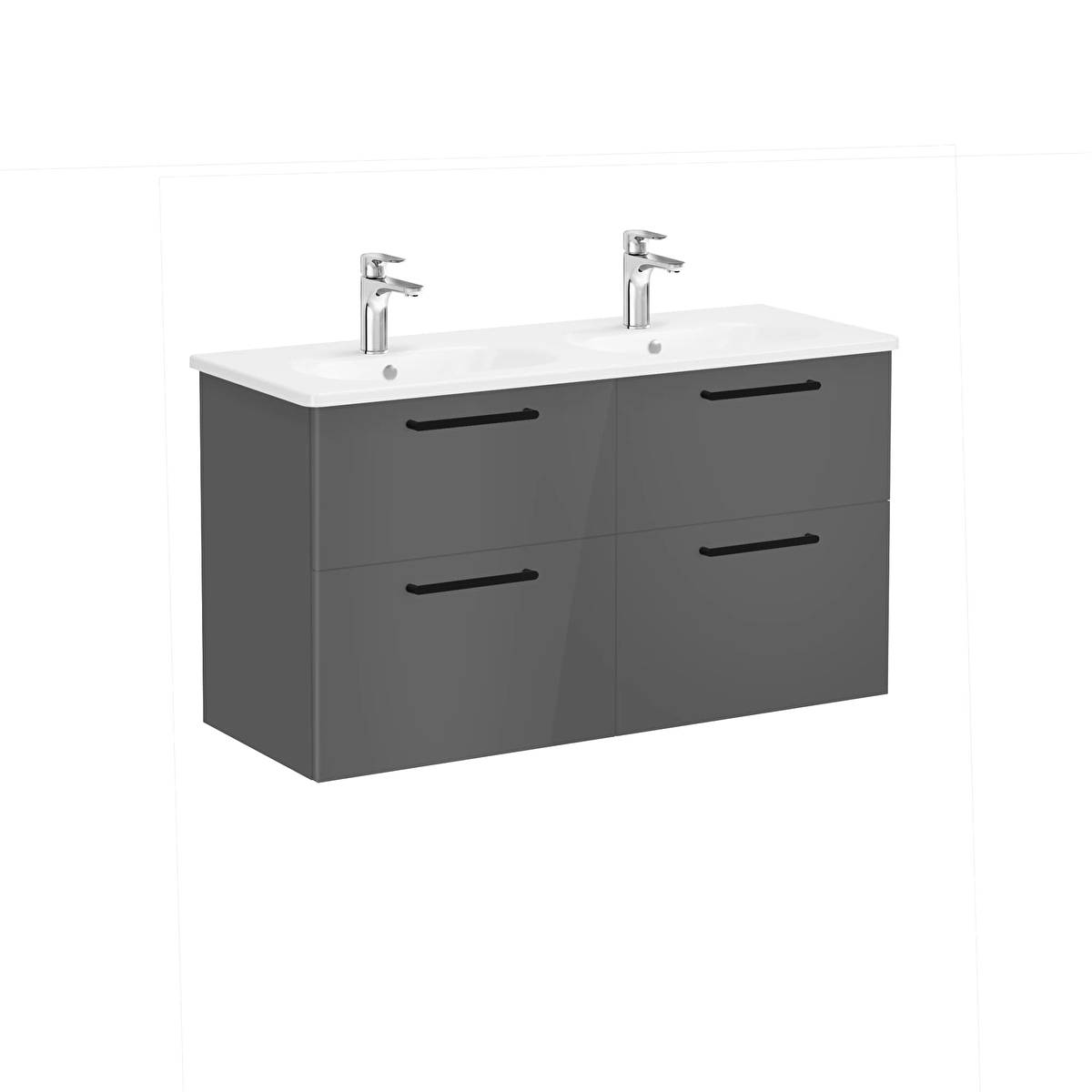 Root Flat Lavabo Dolabı, Parlak Antrasit