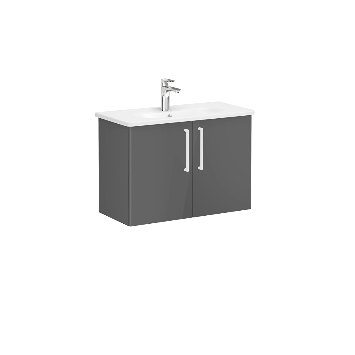 Root Flat Lavabo Dolabı, Parlak Antrasit