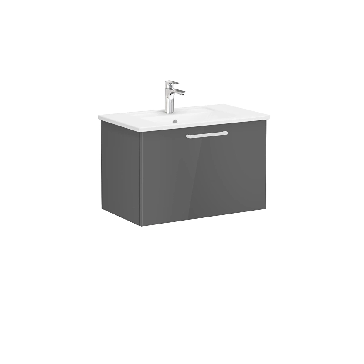 Root Flat Lavabo Dolabı, Parlak Antrasit