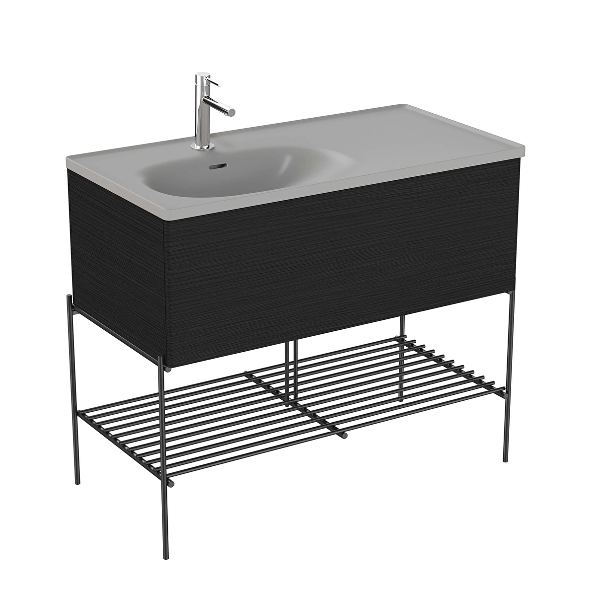 Equal Lavabo Dolabı, Hareli Siyah Meşe