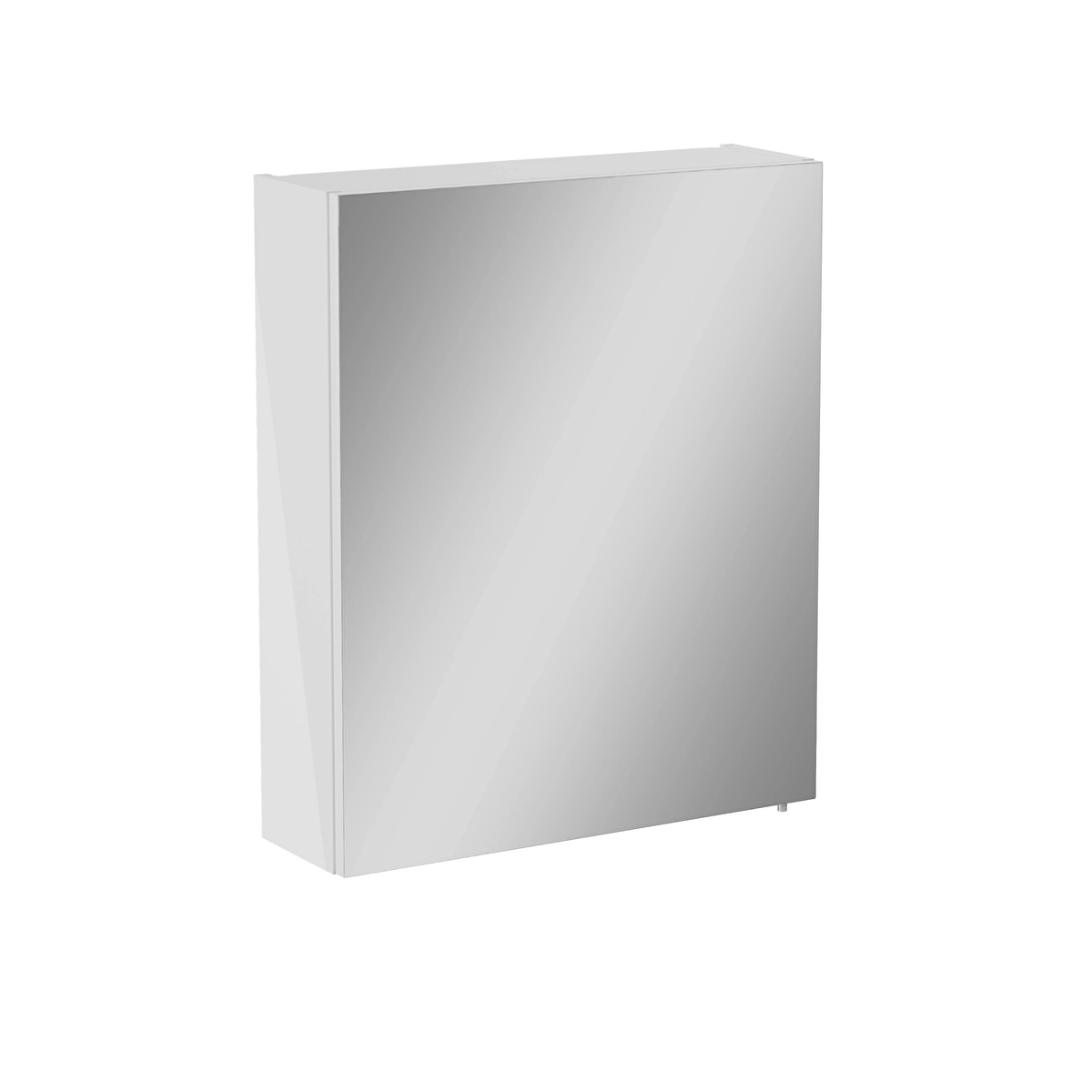 Base Lite Asimetrik Aynalı Banyo Dolabı, Parlak Beyaz