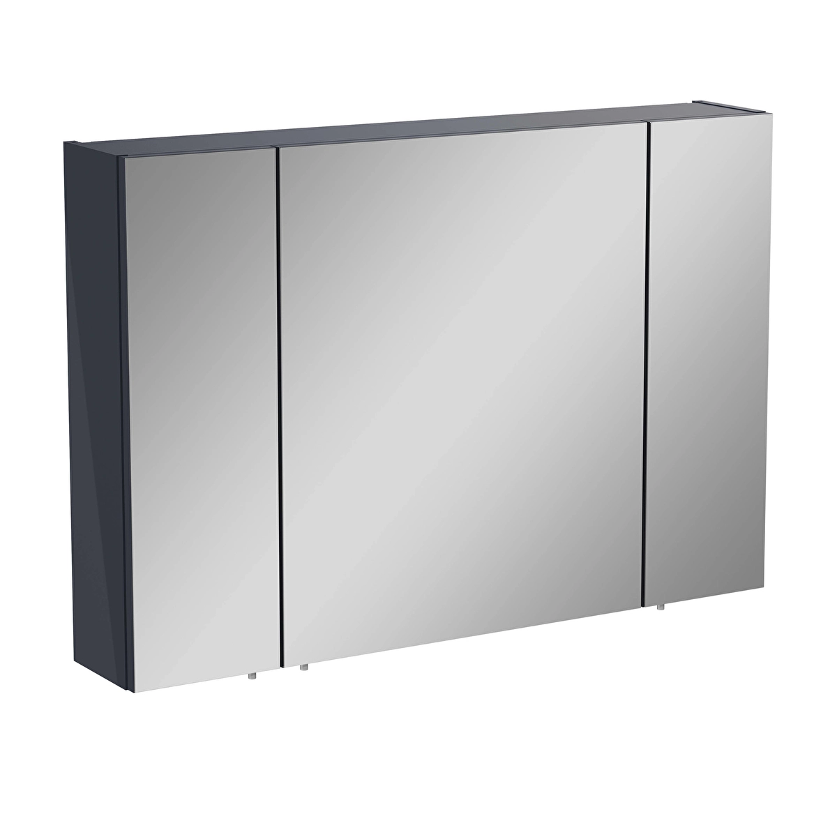 Base Lite Asimetrik Aynalı Banyo Dolabı, Parlak Antrasit