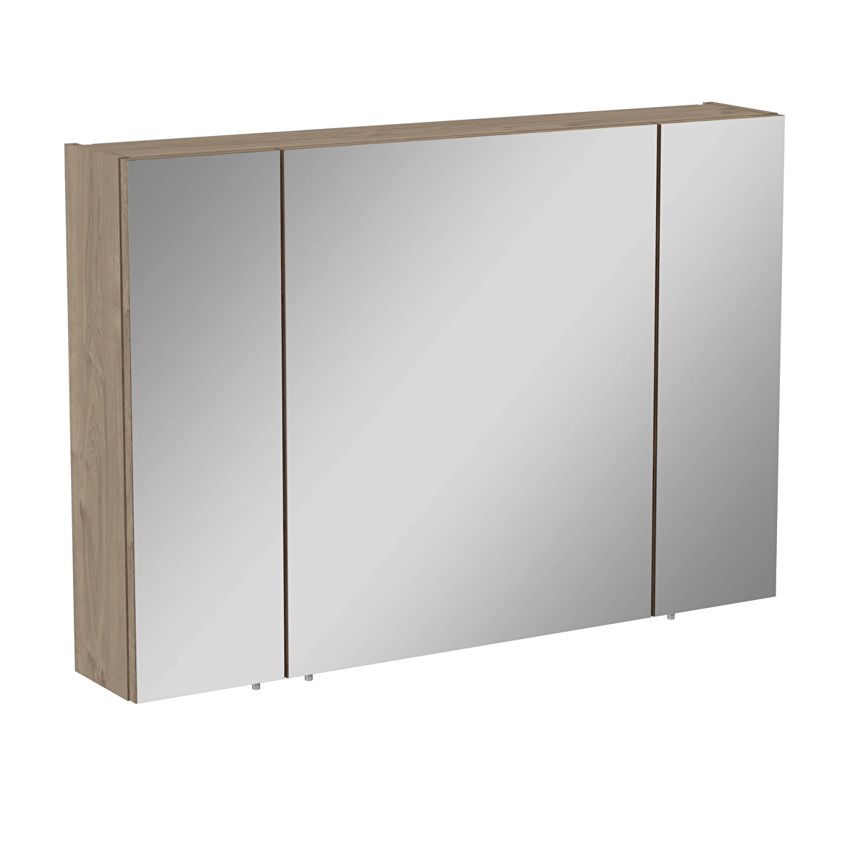 Base Lite Asimetrik Aynalı Banyo Dolabı, Altın Meşe