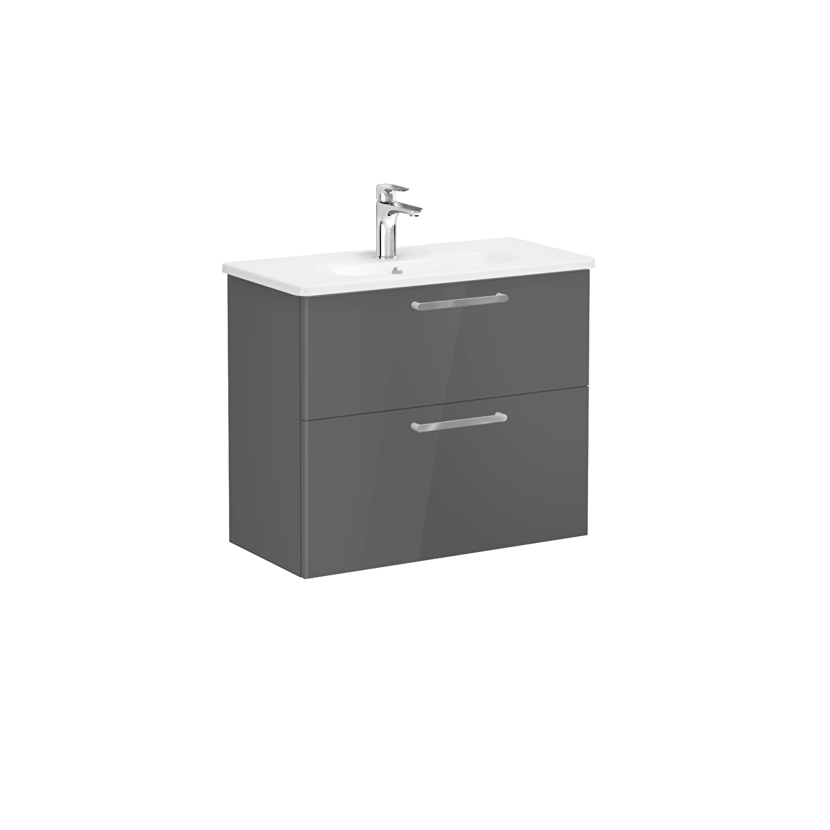 Root Flat Lavabo Dolabı, Parlak Antrasit