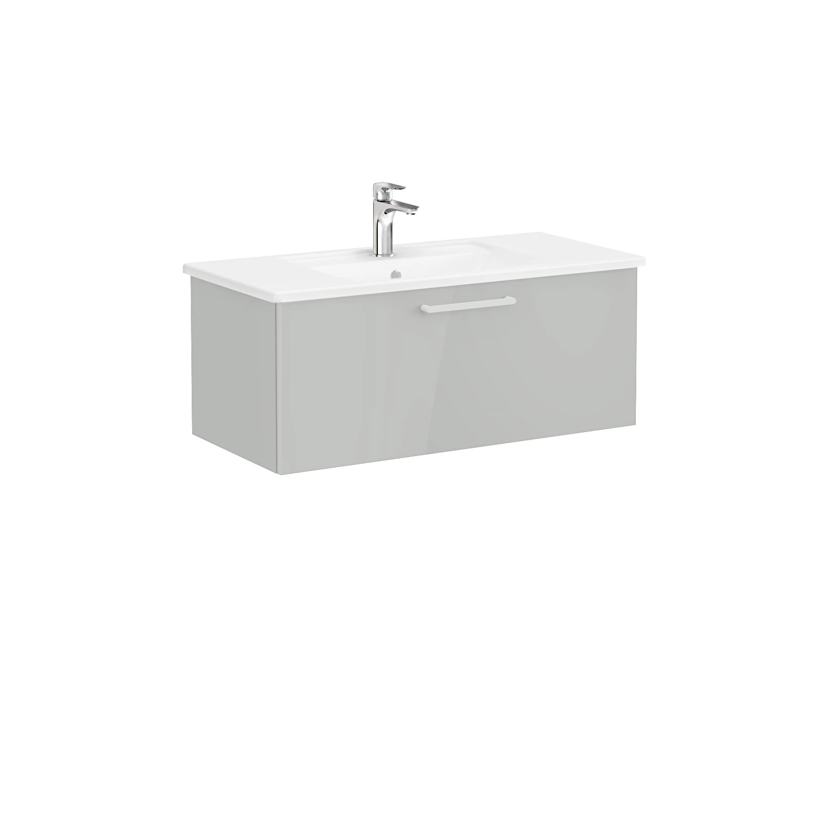 Root Flat Lavabo Dolabı, Parlak İnci Grisi