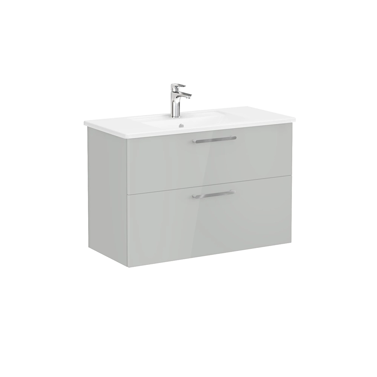 Root Flat Lavabo Dolabı, Parlak İnci Grisi
