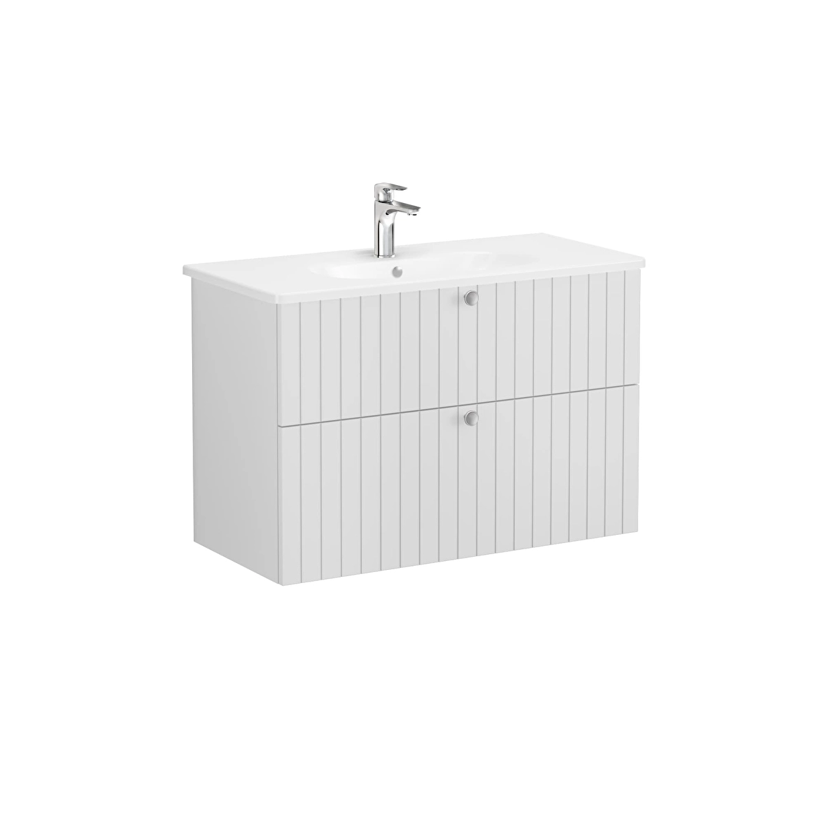 Root Groove Lavabo Dolabı, Mat Açık Gri