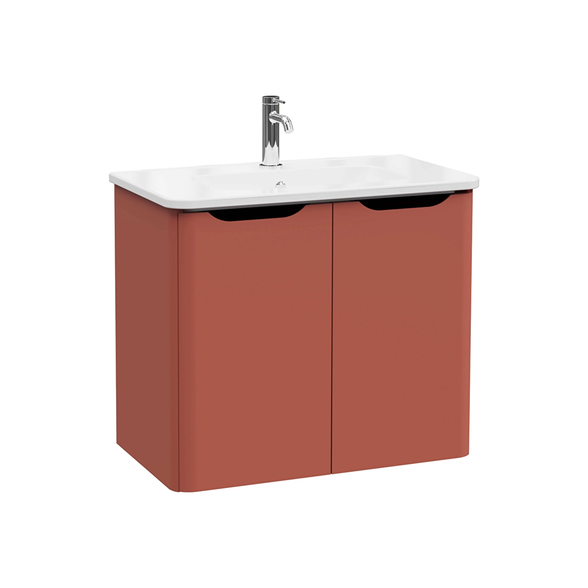 Integra Round Lavabo Dolabı, Mat Kırmızı