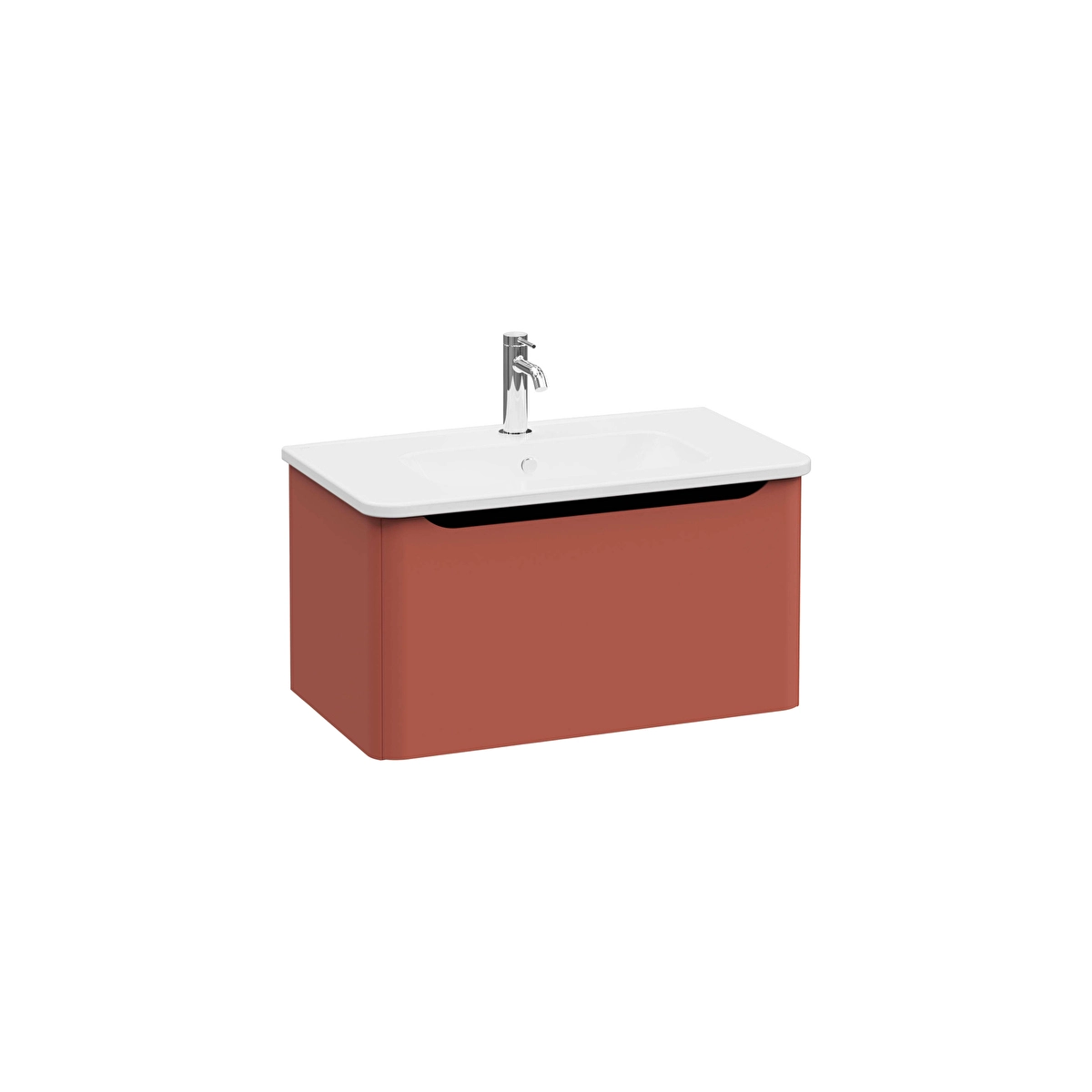 Integra Round Lavabo Dolabı, Mat Kırmızı