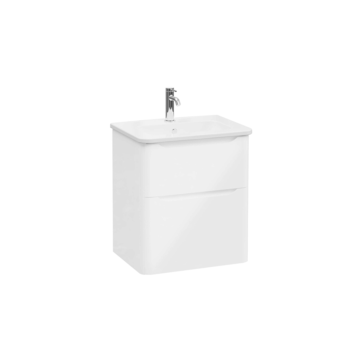 Integra Round Lavabo Dolabı, Parlak Beyaz