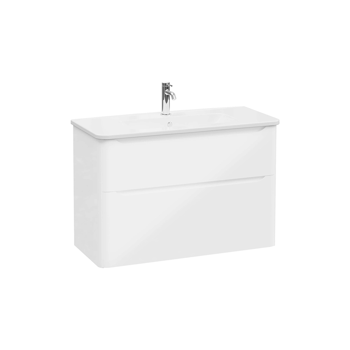 Integra Round Lavabo Dolabı, Parlak Beyaz