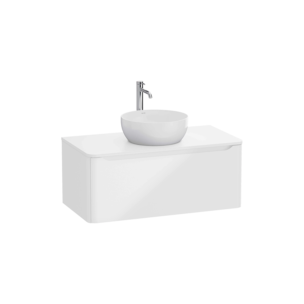 Integra Round Lavabo Dolabı, Parlak Beyaz
