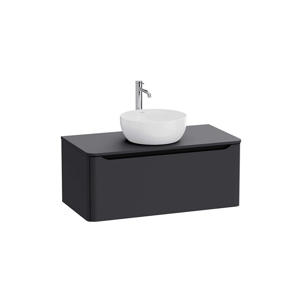 Integra Round Lavabo Dolabı, Mat Grafit