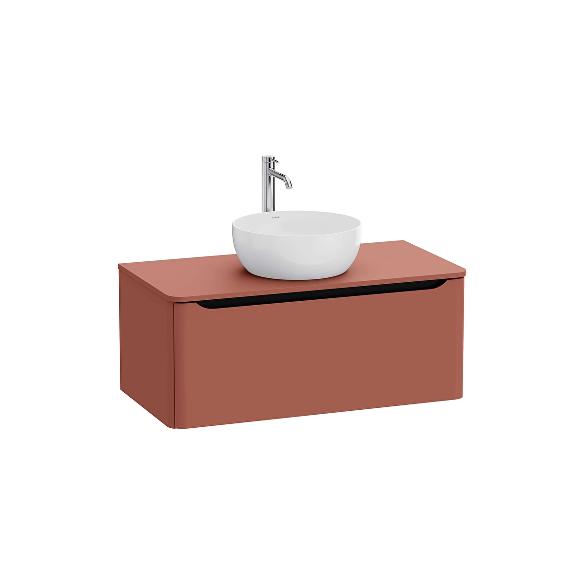Integra Round Lavabo Dolabı, Mat Kırmızı