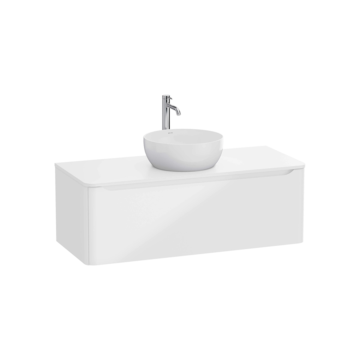 Integra Round Lavabo Dolabı, Parlak Beyaz