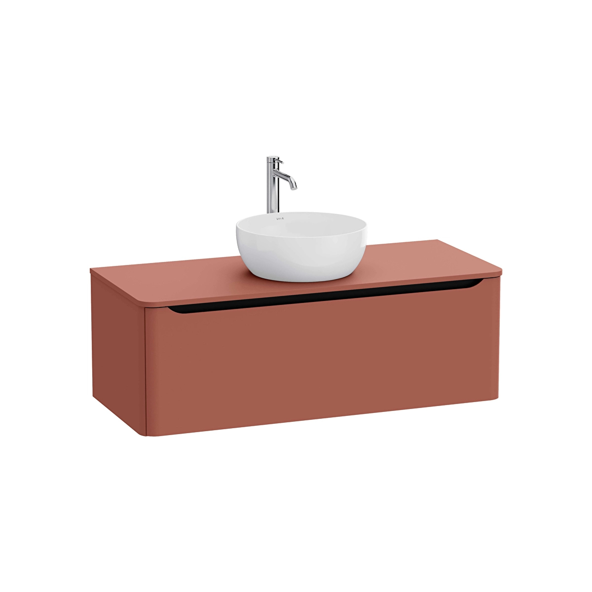 Integra Round Lavabo Dolabı, Mat Kırmızı