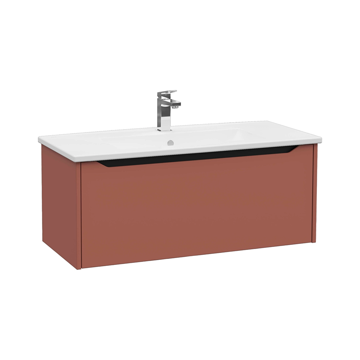 Integra Square Lavabo Dolabı, Mat Kırmızı