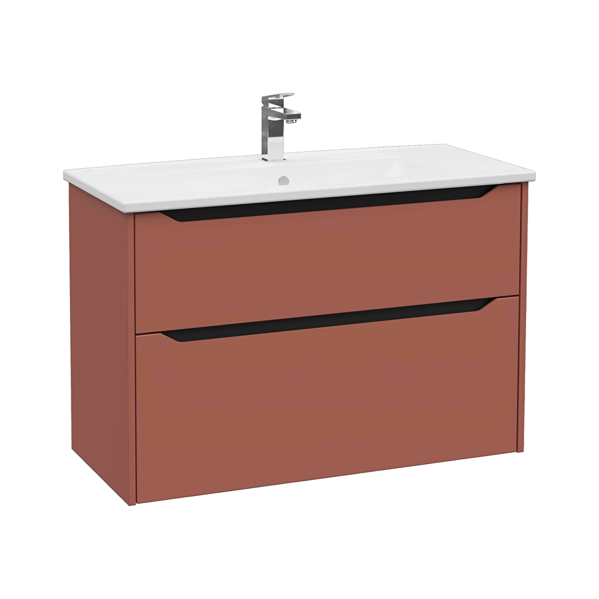 Integra Square Lavabo Dolabı, Mat Kırmızı