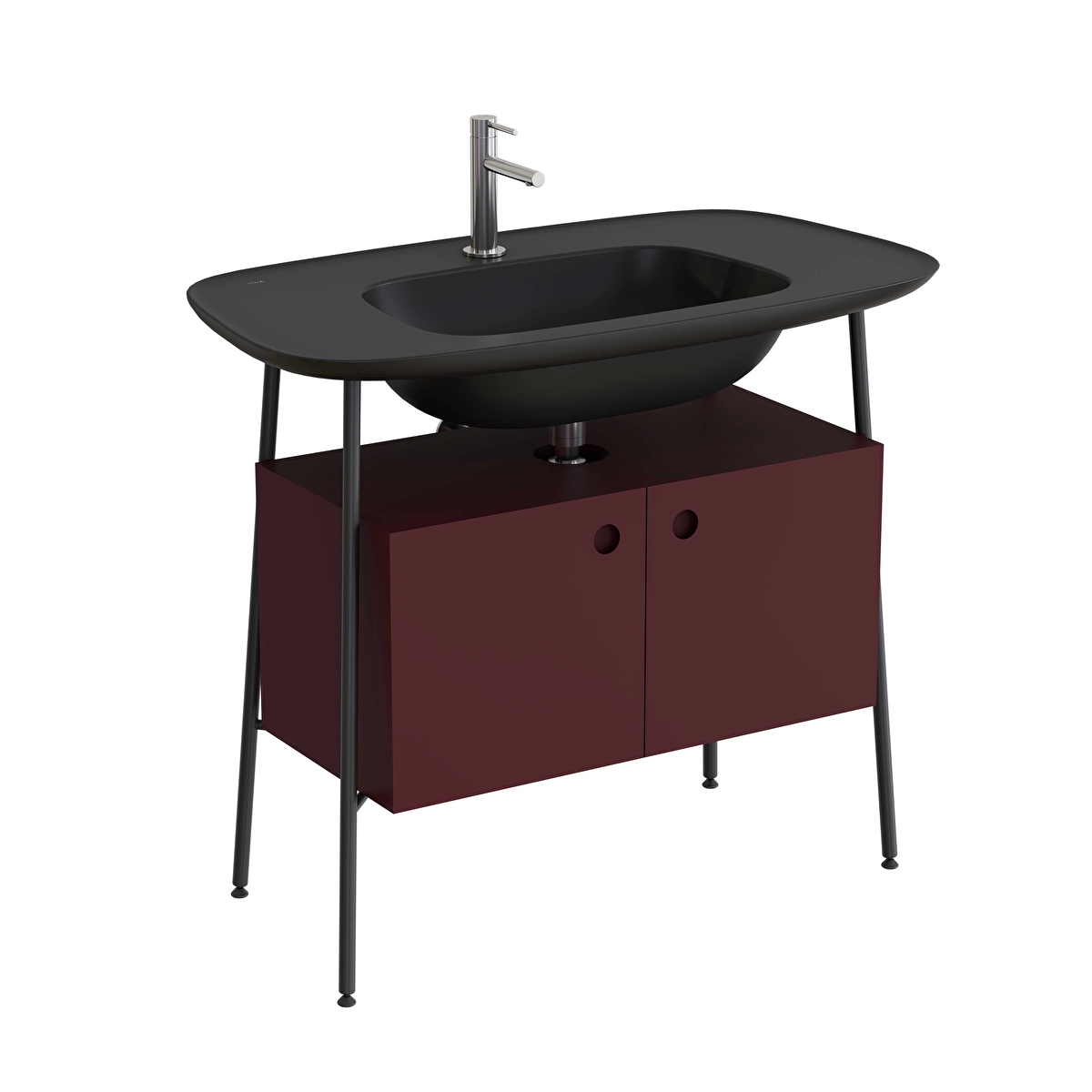 Plural Lavabo Dolabı, Mat Bordo
