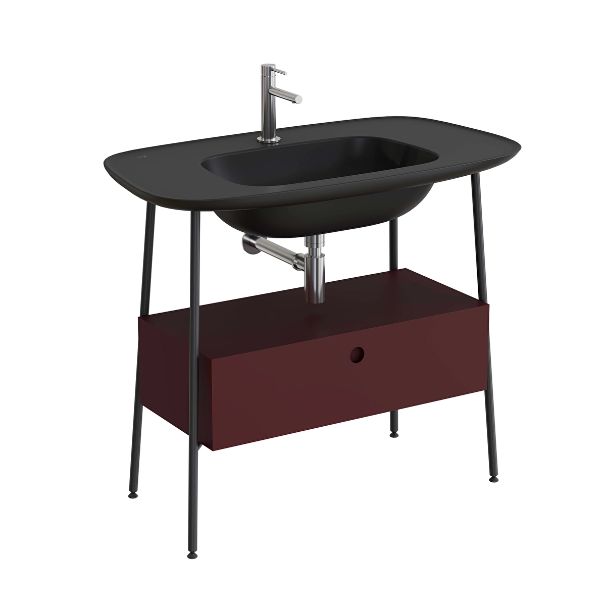 Plural Lavabo Dolabı, Mat Bordo