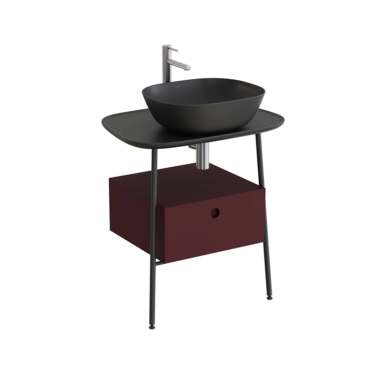 Plural Lavabo Dolabı, Mat Bordo