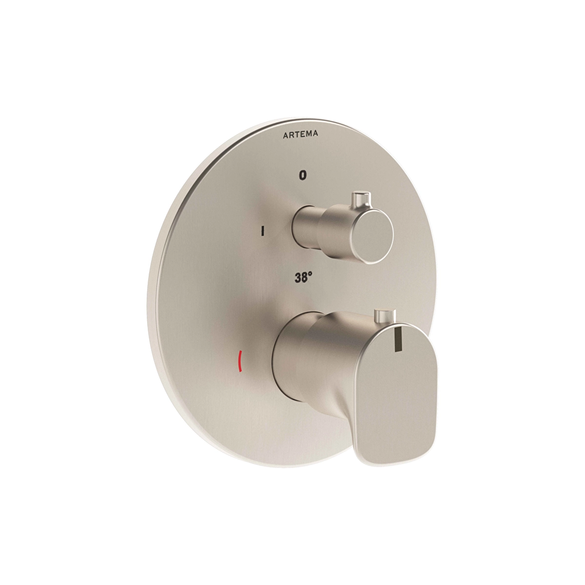 Root Round Ankastre Termostatik Duş Bataryası, Fırçalı Nikel