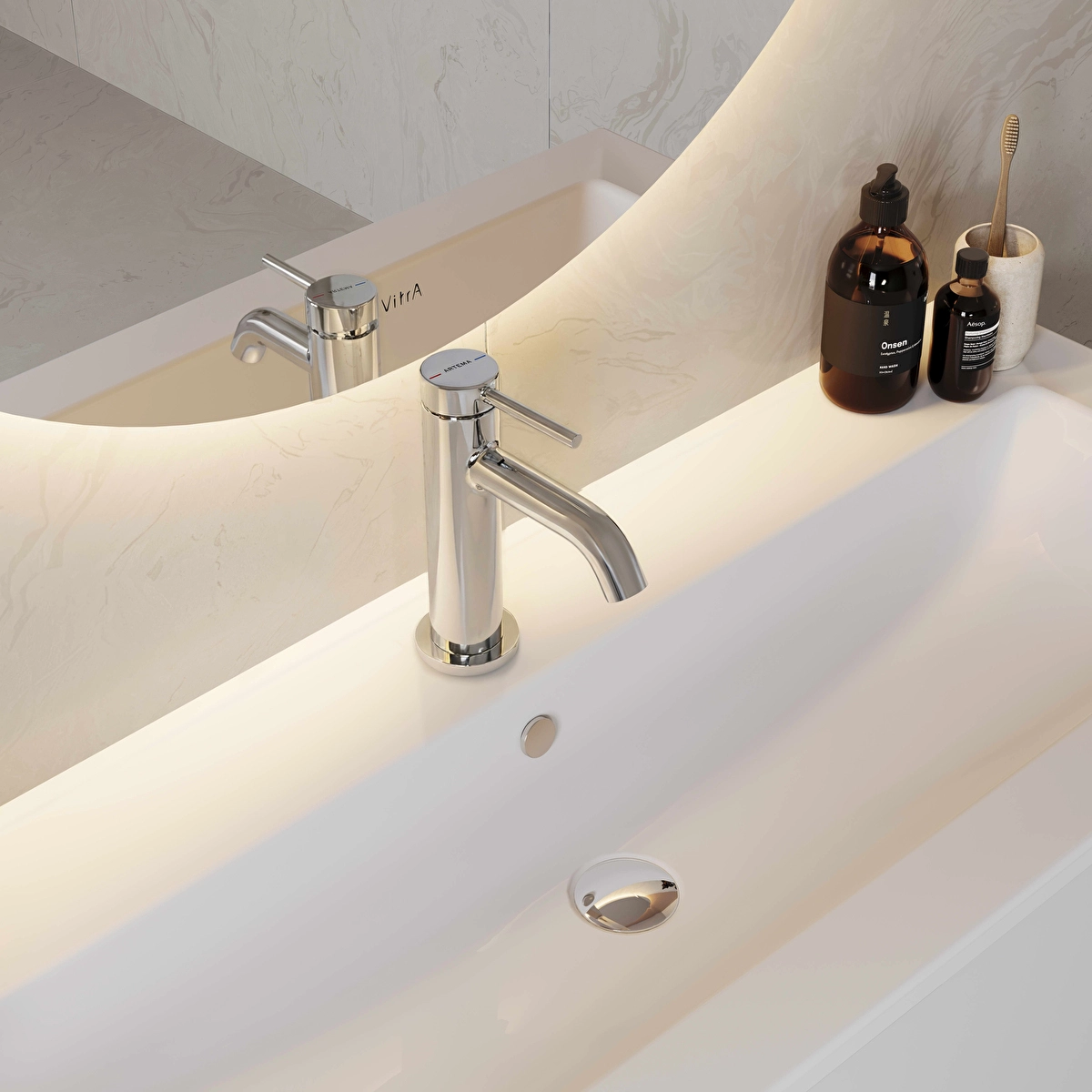 Minimax Round Lavabo Bataryası, Krom
